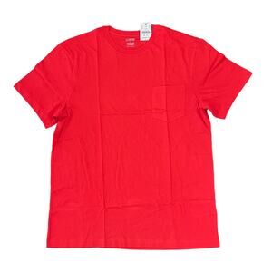 NWT J. Crew Men's Ripe Strawberry Red Washed Jersey Pocket Tee